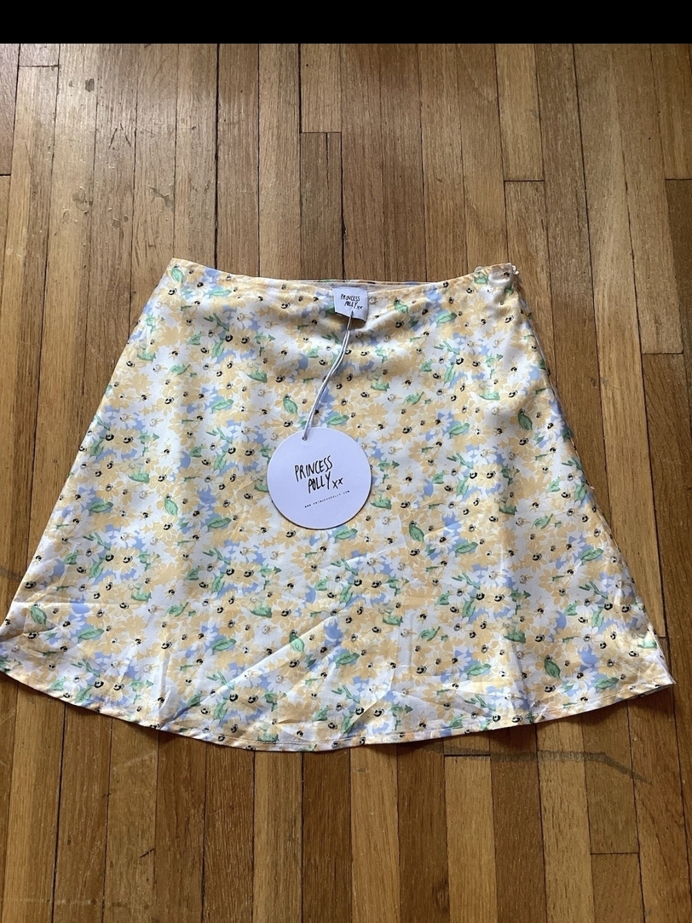 NWT Princess Polly Ladies Size 4 Yellow/Green Floral Print Mini-Skirt,100% Poly